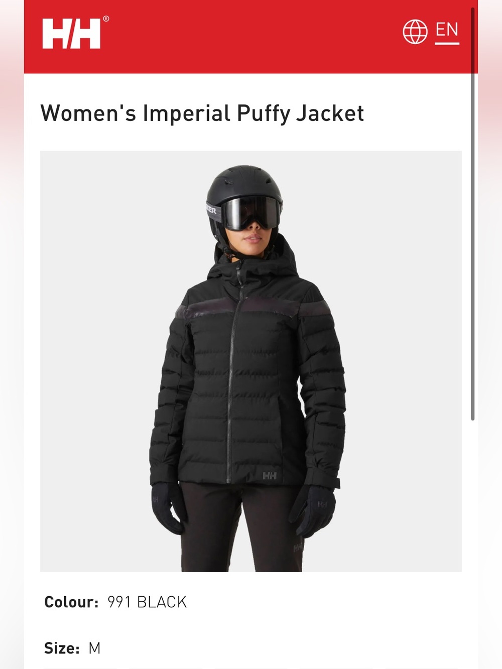 Helly Hansen Women's Imperial Puffy Jacket - Black NWT